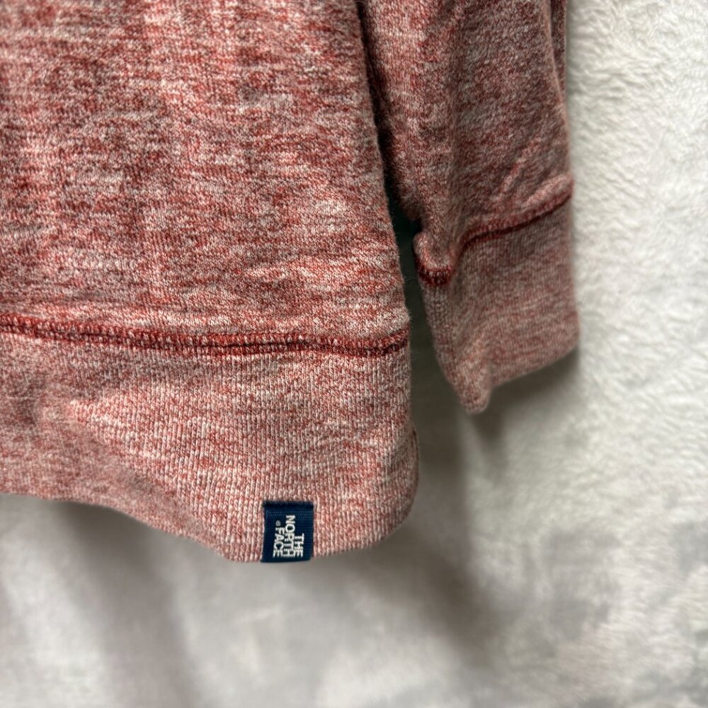 The North Face Shirt Mens Large Heather Red Knit Cotton Logo Contrast Stitching - Picture 5 of 14